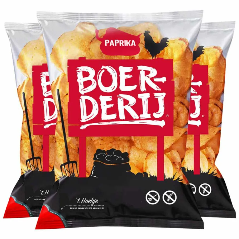 3x Paprika 190 gr^Boerderij Chips Hot