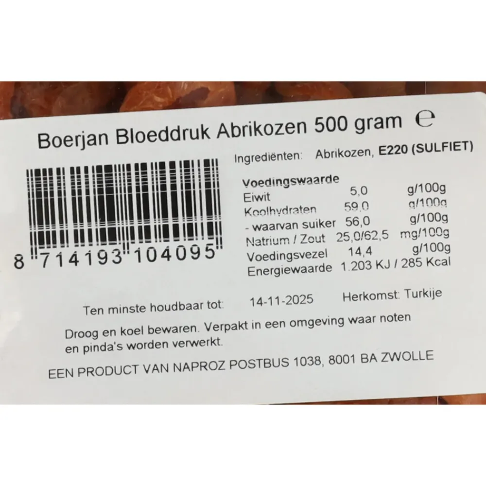 Superfoods<Boerjan 3x Abrikozen Bloeddruk 500 gr