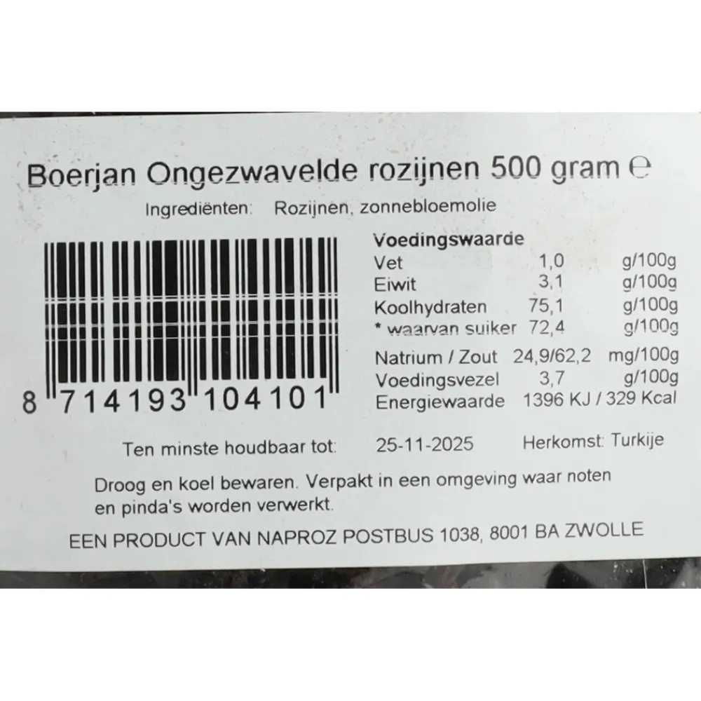 Online 6x Rozijn Jumbo Blauw Ongezwaveld 500 gr Superfoods