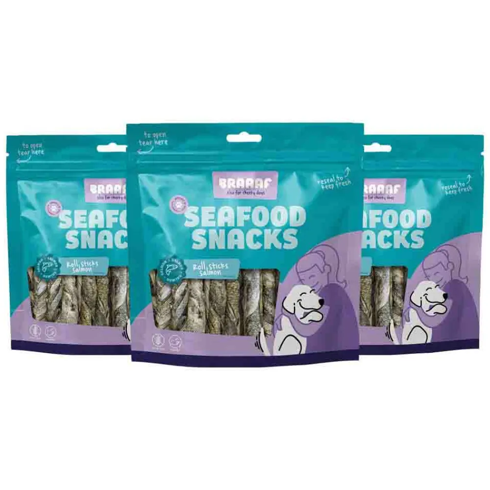 New 3x Rol Sticks Hondensnack Zalm 12 cm 175 gr Snacks
