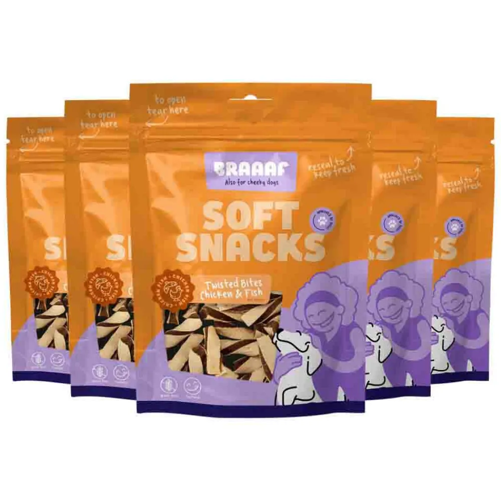 Outlet 5x Twisted Bites Hondensnack Kip - Vis 85 gr Snacks