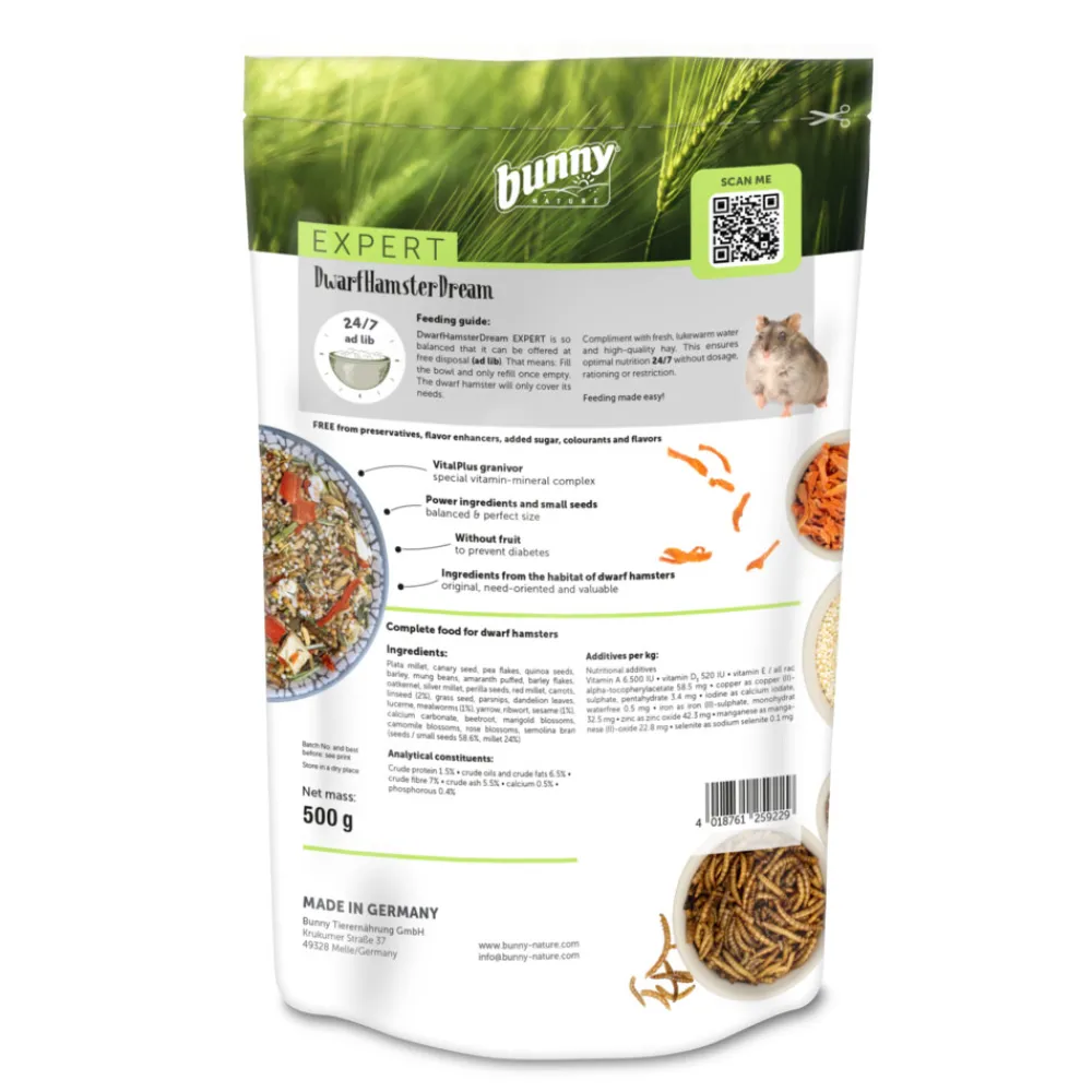 Droogvoer & Zaden<Bunny Nature 2x Dwerghamsterdroom Expert 500 gr