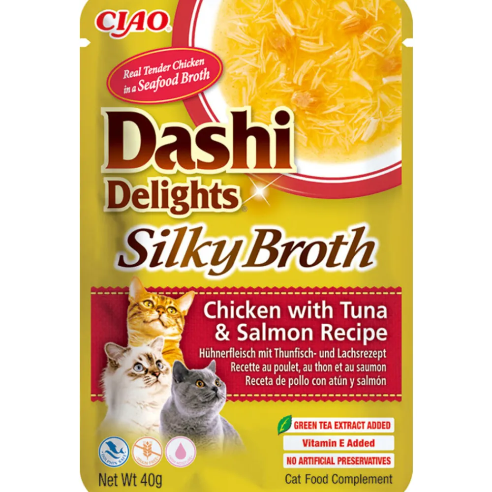 12x Dashi Delights Silky Broth Kattenvoer Nat Chicken & Tuna & Salmon 40 gr^Ciao