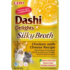 12x Dashi Delights Silky Broth Kattenvoer Nat Chicken & Cheese 40 gr^Ciao Best