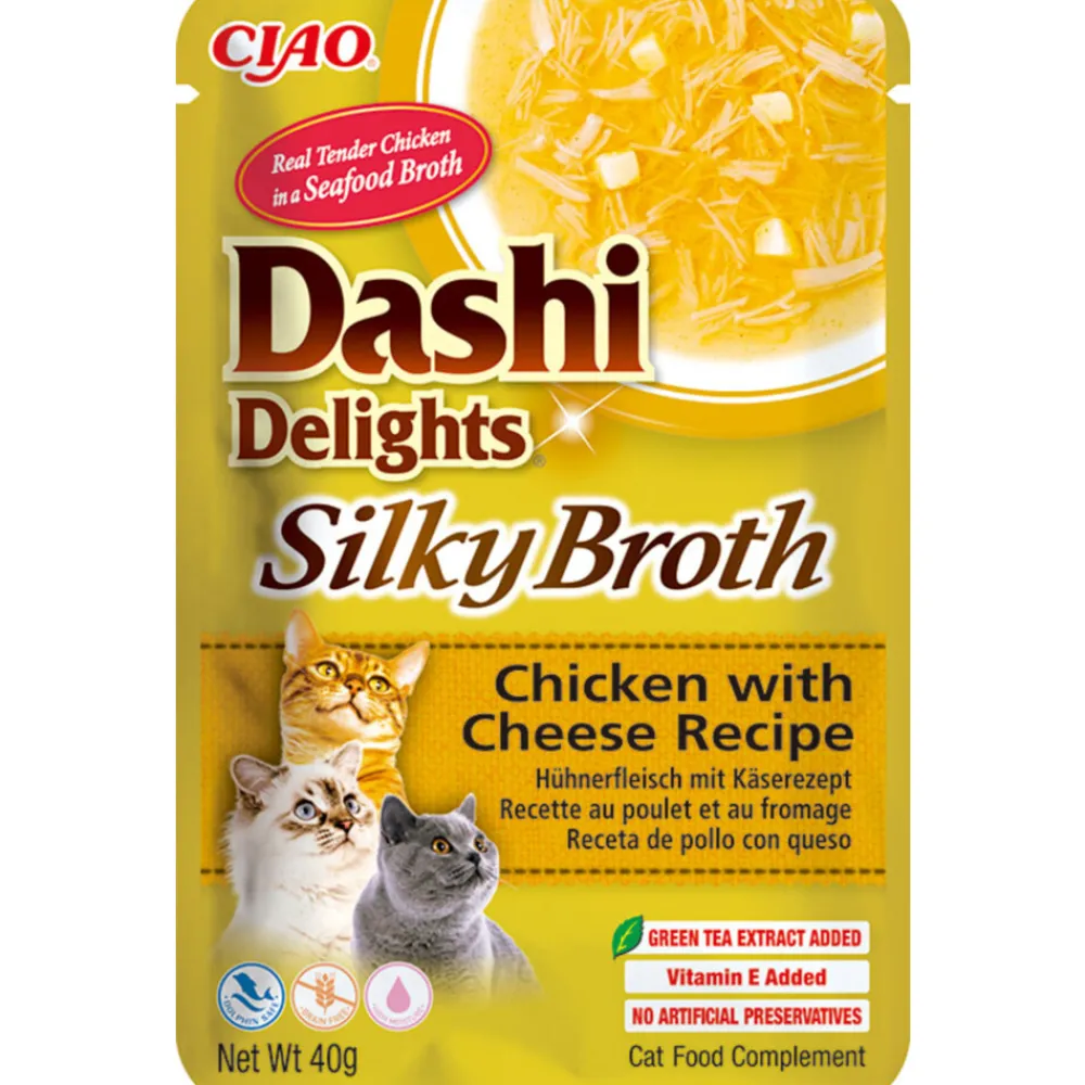 12x Dashi Delights Silky Broth Kattenvoer Nat Chicken & Cheese 40 gr^Ciao Best