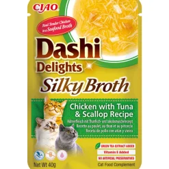 12x Dashi Delights Silky Broth Kattenvoer Nat Chicken & Tuna & Scallop 40 gr^Ciao Clearance