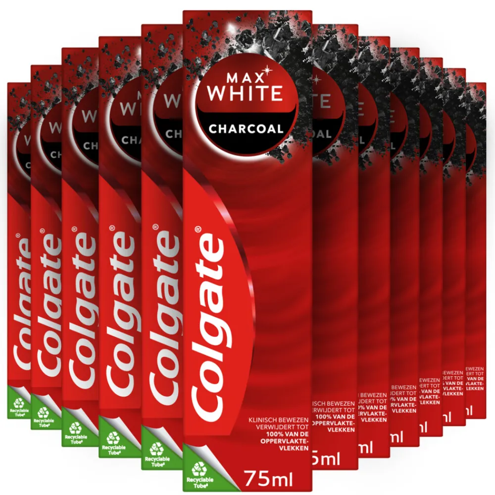 Spoelen & Poetsen<Colgate 12x Tandpasta Max White Active Charcoal 75 ml