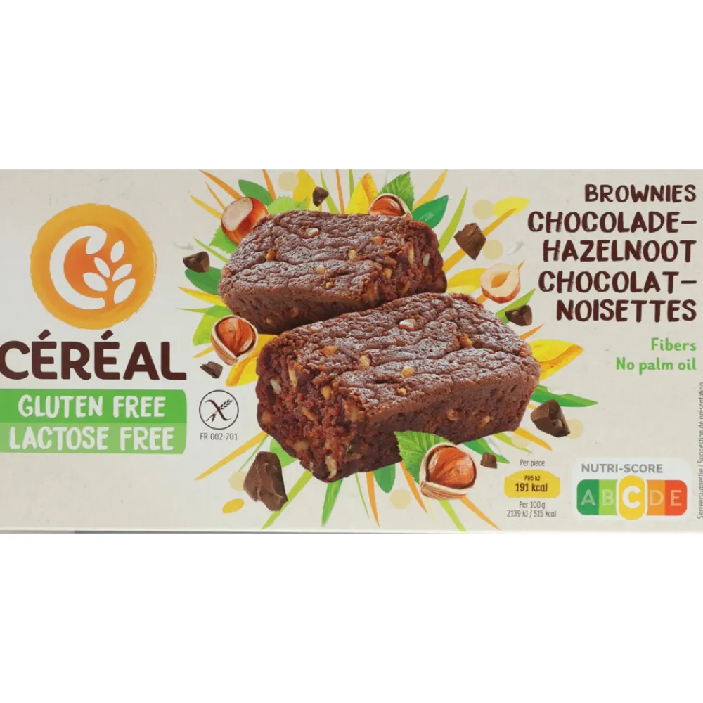 Glutenvrij|Lactosevrij<Céréal 4x Brownies Chocolade en Hazelnoot 150 gr
