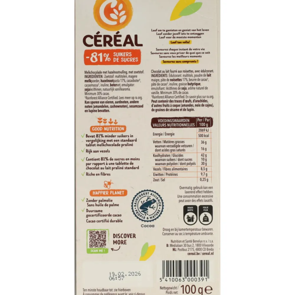 3x Chocoladetablet Praline 100 gr^Céréal