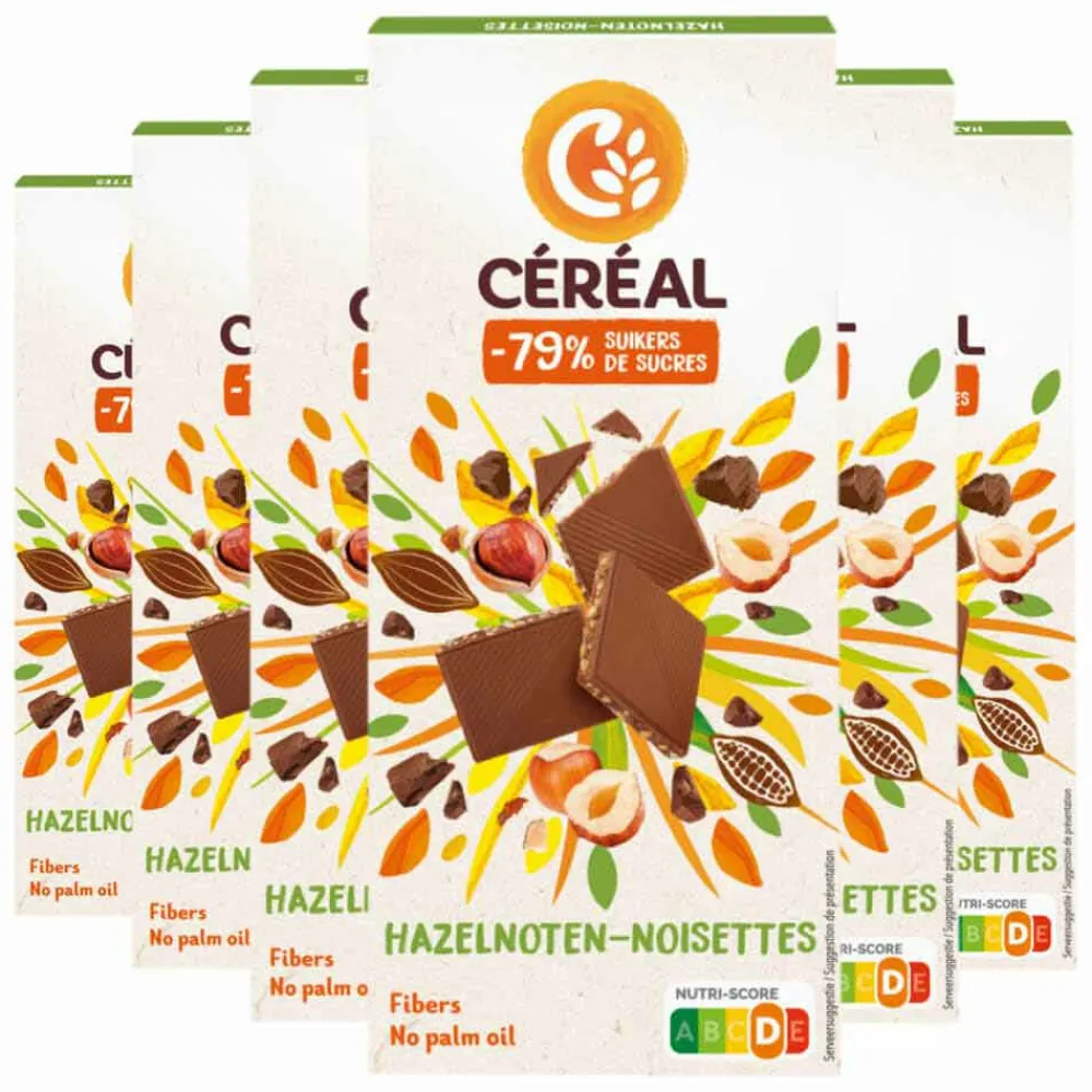 6x Chocotablet Hazelnoot 80 gr^Céréal Sale