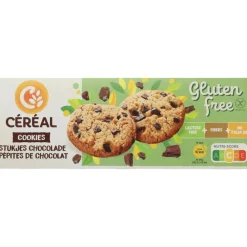 Sale 3x Cookies met stukjes Chocolade Glutenvrij en Lactosevrij 150 gr Glutenvrij|Snacks & Tussendoortjes