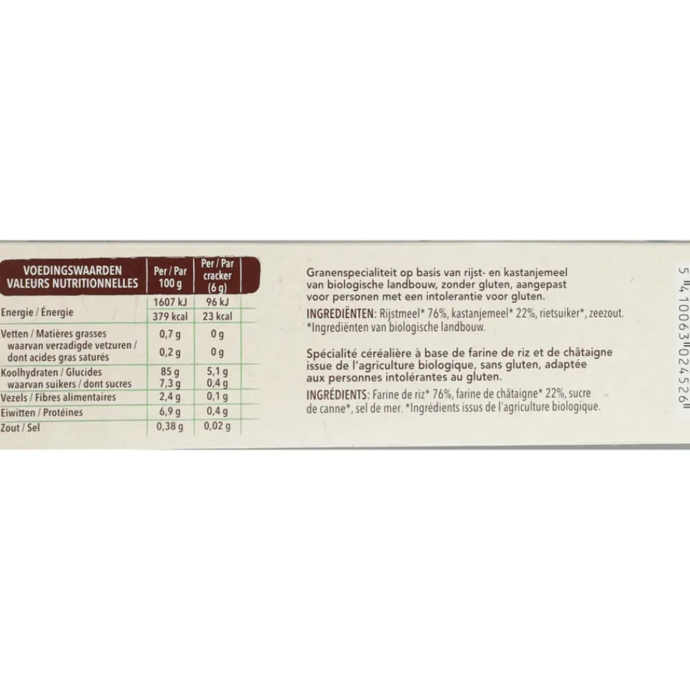 Online 8x Crackers Rijst & Kastanje 250 gr Brood & Crackers|Lactosevrij