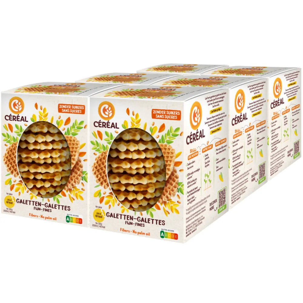 Brood & Crackers|Snacks & Tussendoortjes<Céréal 6x Galetten Fijn Suikervrij 150 gr