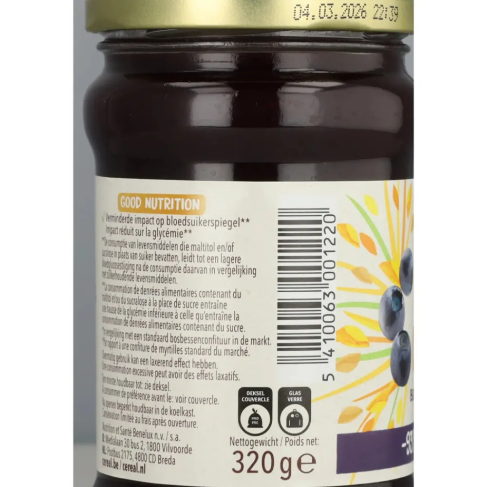 Beleg<Céréal 3x Jam Bosbessen 320 gr