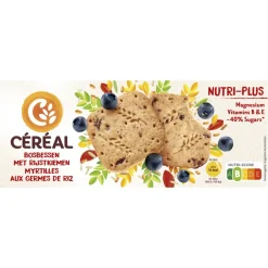 Koek<Céréal 3x Koekjes Bosbessen Rijstkiemen 140 gr