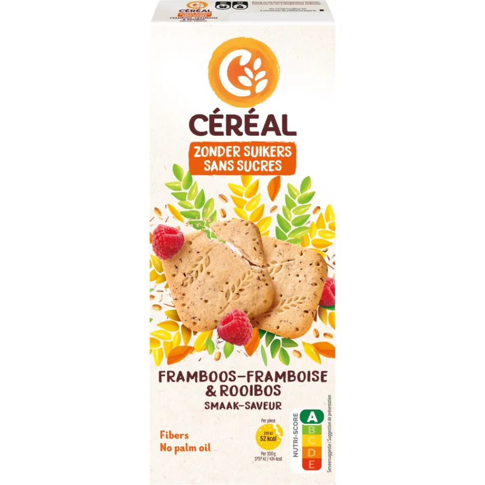 Koek<Céréal 3x Koekjes Framboos Rooibos 150 gr