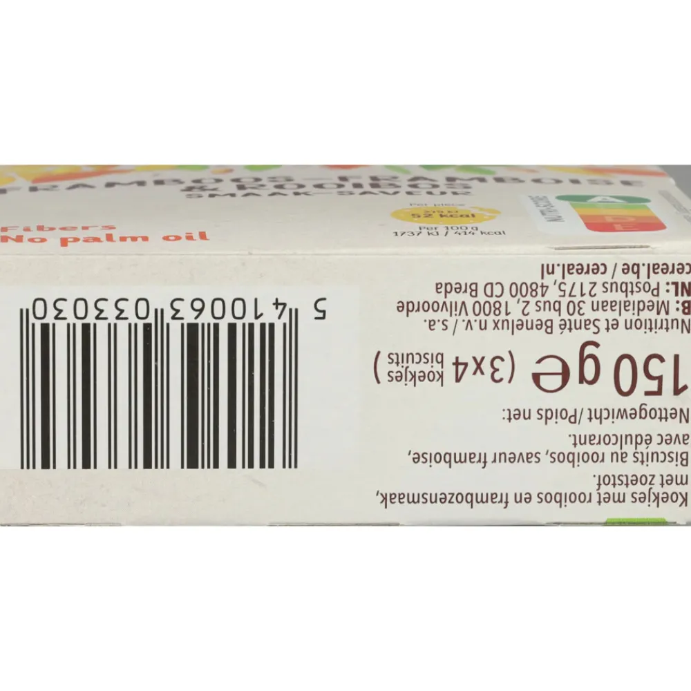 Koek<Céréal 3x Koekjes Framboos Rooibos 150 gr