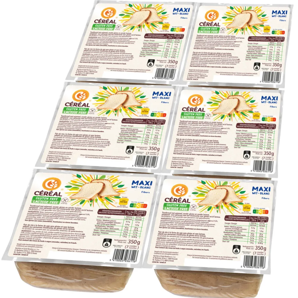 Outlet 6x Maxi Brood Wit Glutenvrij En Lactosevrij 350 gr Lactosevrij