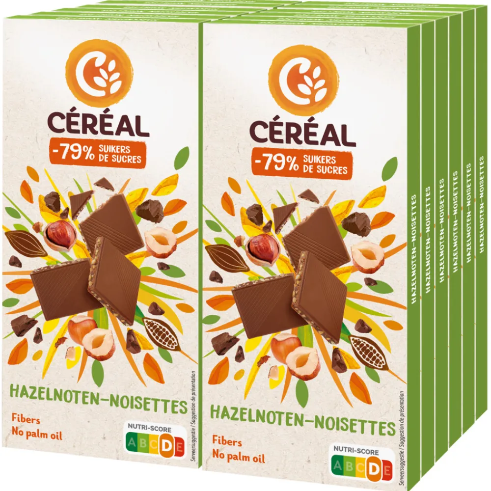 Chocolade<Céréal 10x Melkchocolade Tablet met Hazelnoot 100 gr