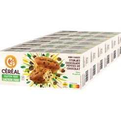 Glutenvrij|Lactosevrij<Céréal 6x Mini Cakes met stukjes Chocolade Glutenvrij en Lactosevrij 230 gr
