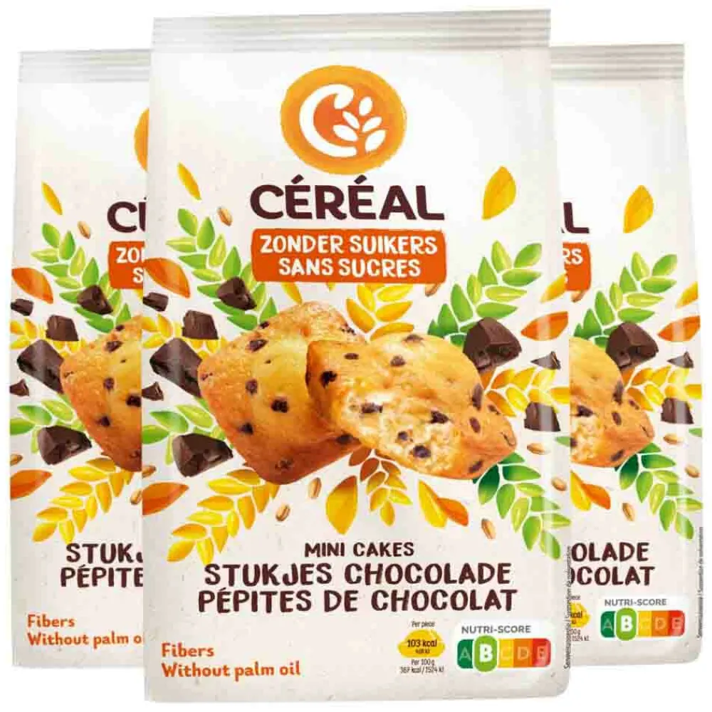 New 3x Mini Cakes Stukjes Chocolade 196 gr Snacks|Snacks & Tussendoortjes