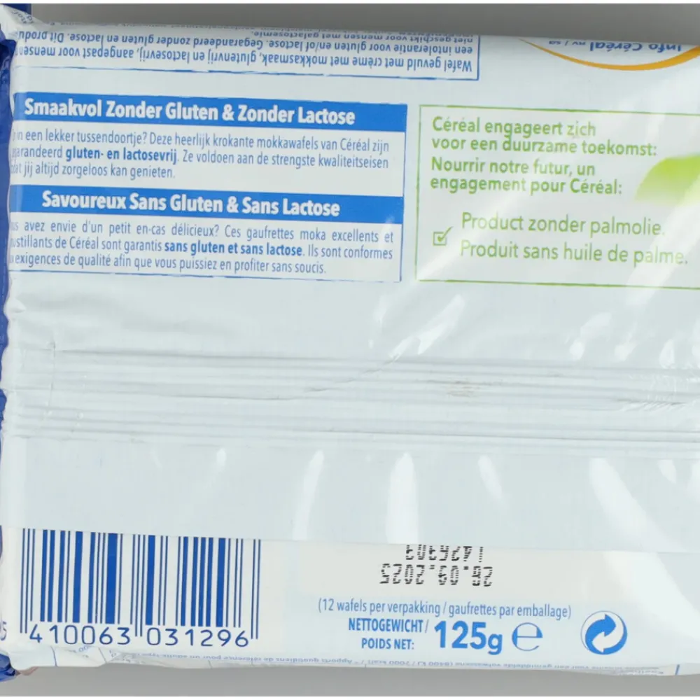 Brood & Crackers|Glutenvrij<Céréal 3x Mokkawafels 125 gr