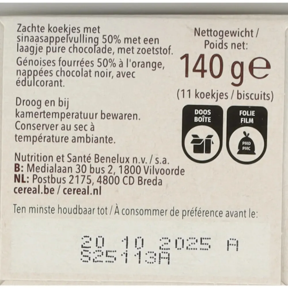 Koek<Céréal 8x Zachte Koekjes Sinaasappel Delight 140 gr