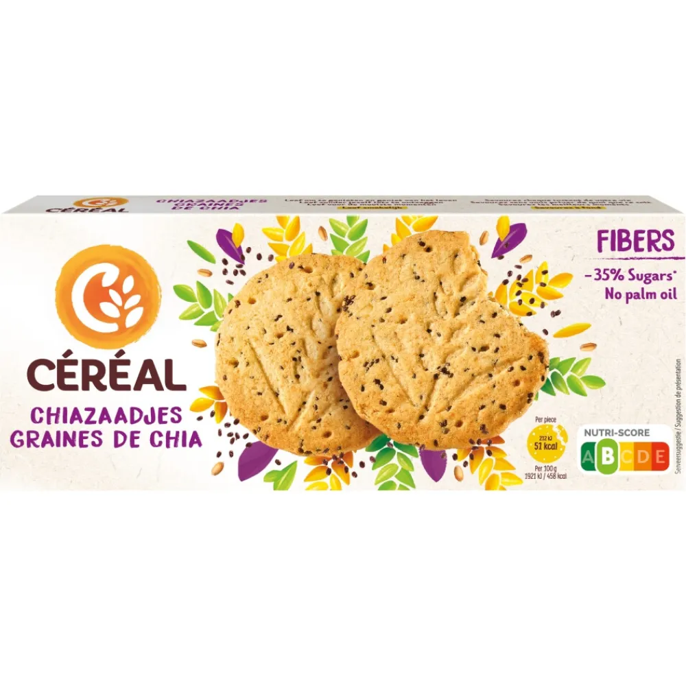 Koek<Céréal 3x Zandkoekjes Chiazaadjes 132 gr
