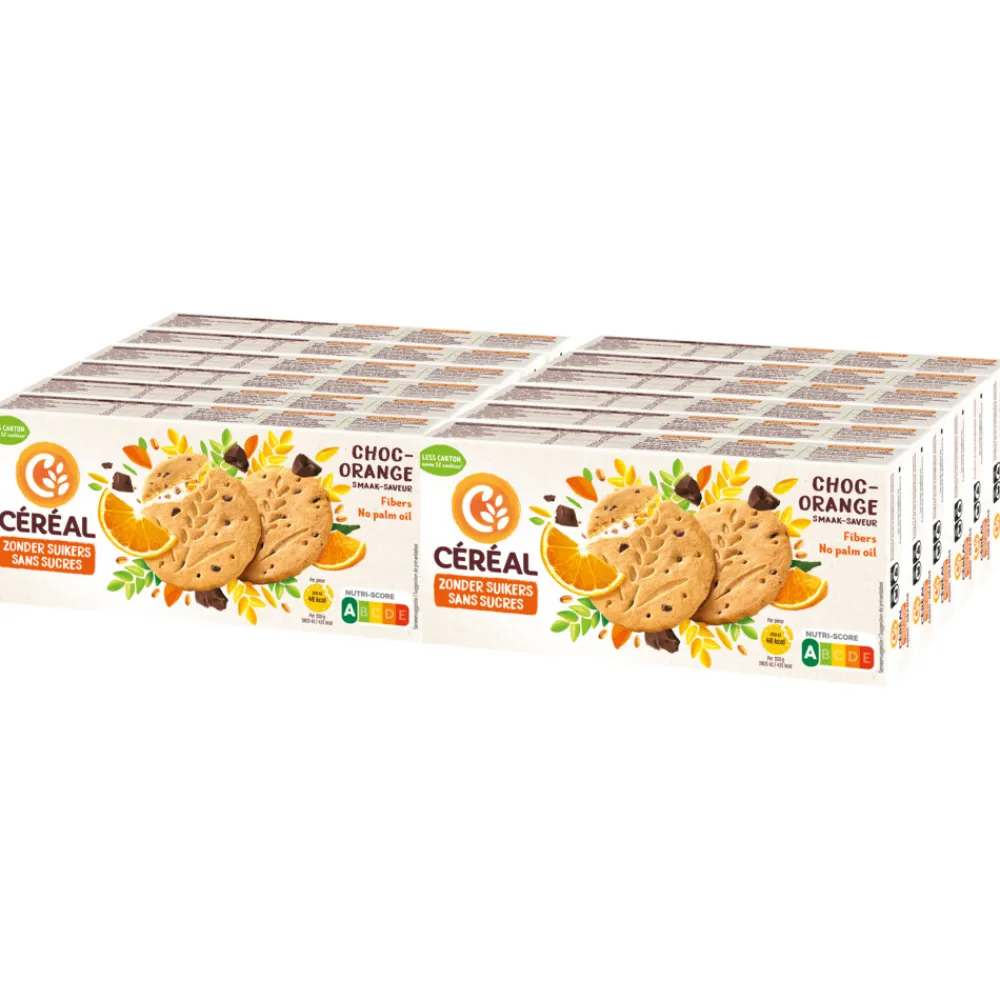 Koek<Céréal 12x Zandkoekjes Chocolade & Sinaasappel 132 gr