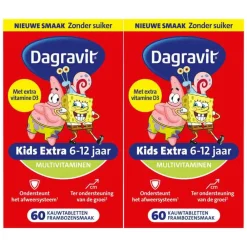 2x Multivitamine Kids Extra 6-12 Jaar Spongebob 60 kauwtabletten^Dagravit Sale