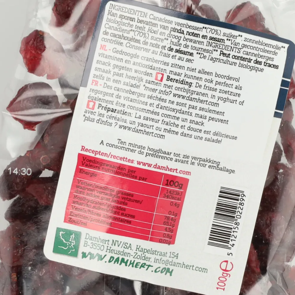 Outlet 3x Biofood Cranberries Biologisch 100 gr Superfoods