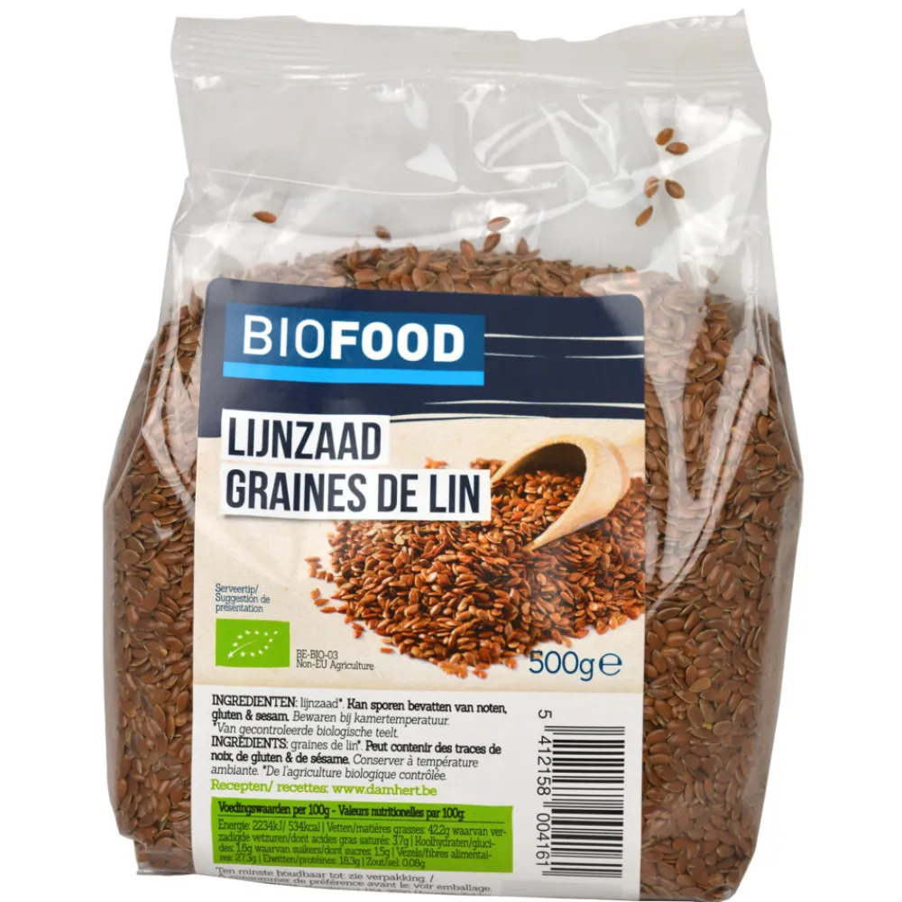 Outlet 3x Biofood Lijnzaad Biologisch 500 gr Zaden