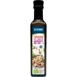 Clearance 3x Biofood Lijnzaadolie Koudgeperst Biologisch 250 ml Olie & Azijn