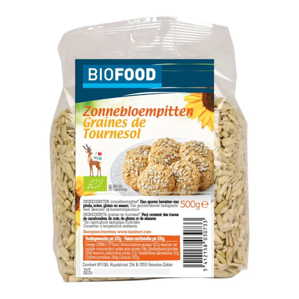 Pitten<Damhert 3x Biofood Zonnebloempitten Biologisch 500 gr