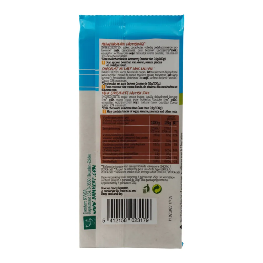 3x Chocoladereep Melk Glutenvrij en Lactosevrij 100 gr Chocolade
