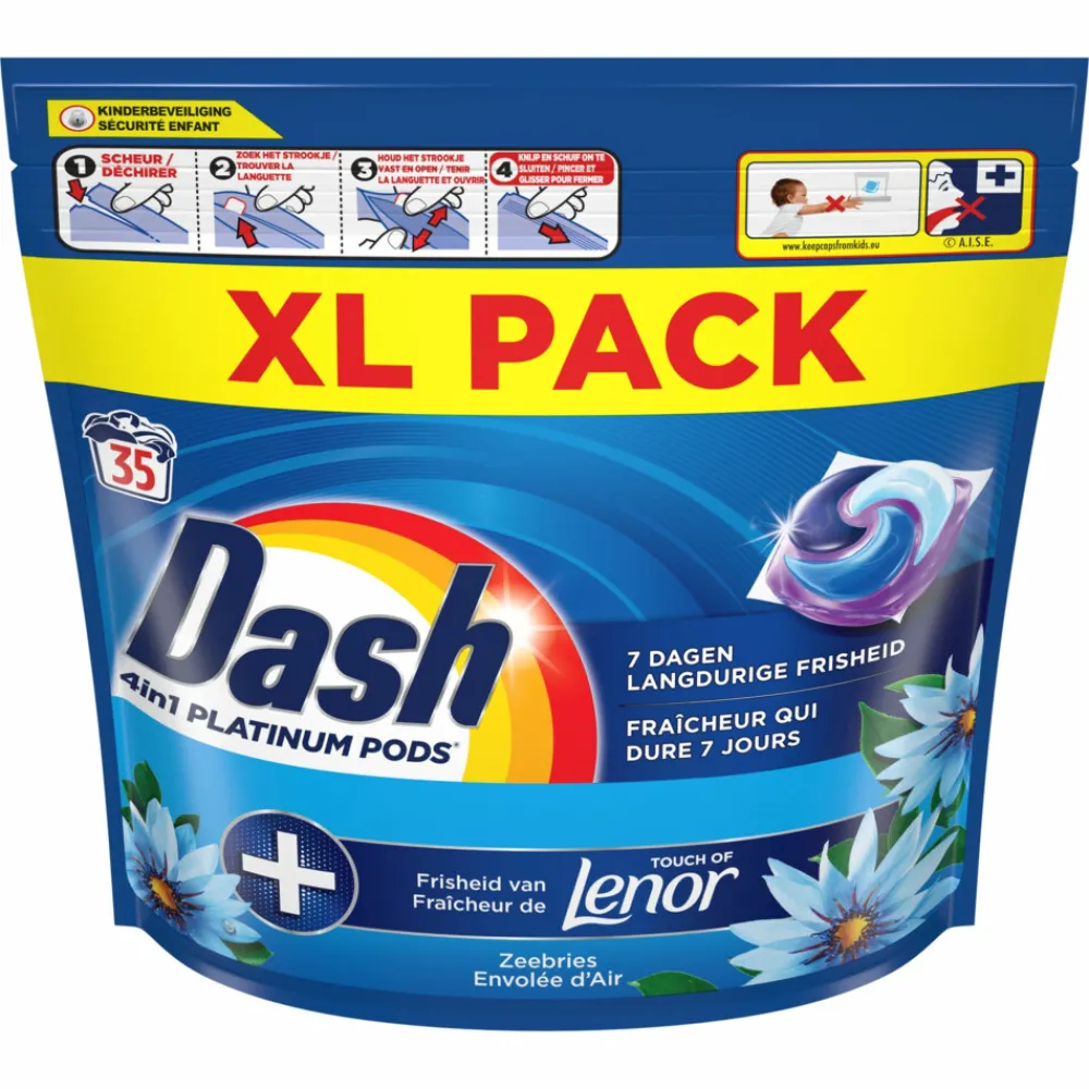 3x Wasmiddelcapsules 4in1 Pods Zeebries 35 stuks^Dash Discount