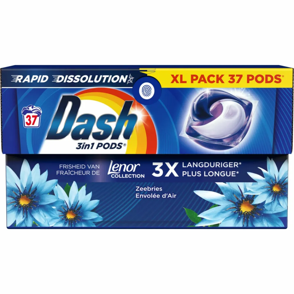 Wasmiddel<Dash 4x Wasmiddelcapsules 4in1 Pods Zeebries 37 stuks
