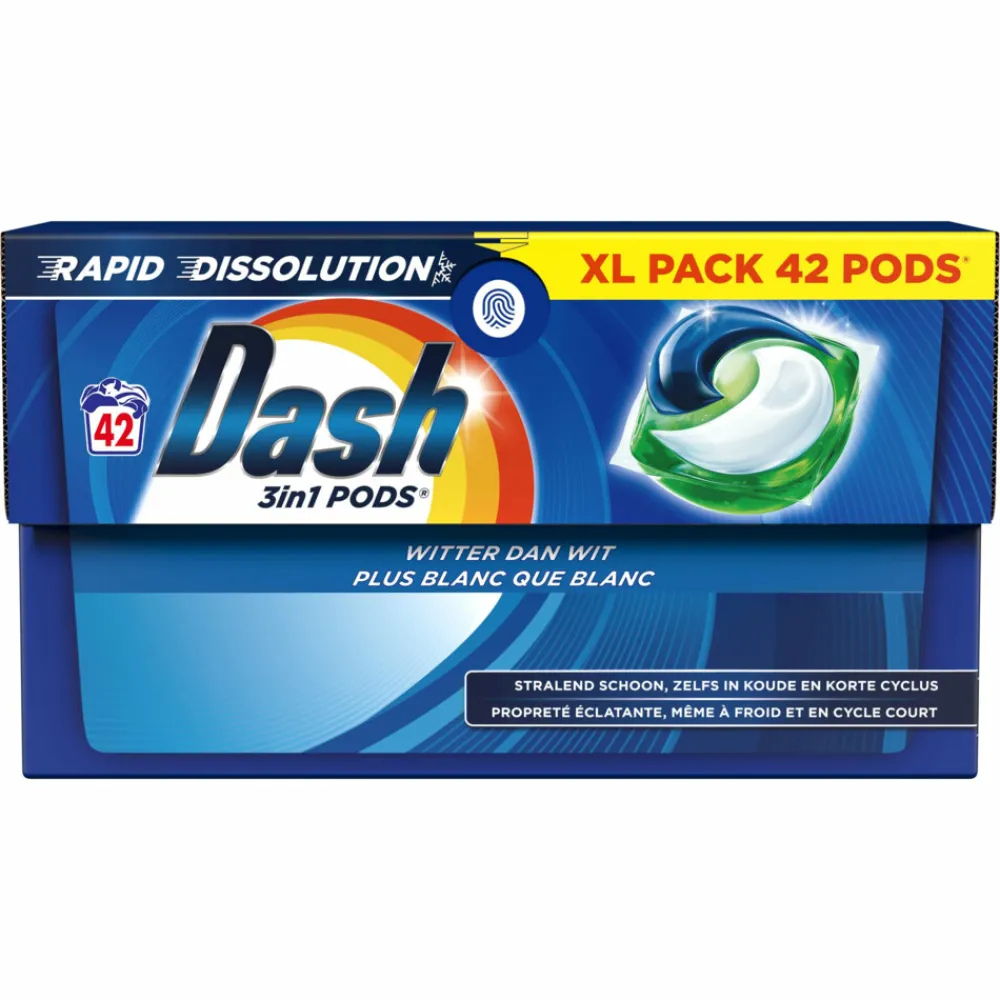 Wasmiddel<Dash 4x Wasmiddelcapsules 3in1 Pods Witter dan Wit 42 stuks