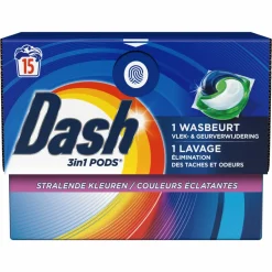 Wasmiddel<Dash 4x Wasmiddelcapsules 3in1 Pods Stralende Kleuren 15 stuks