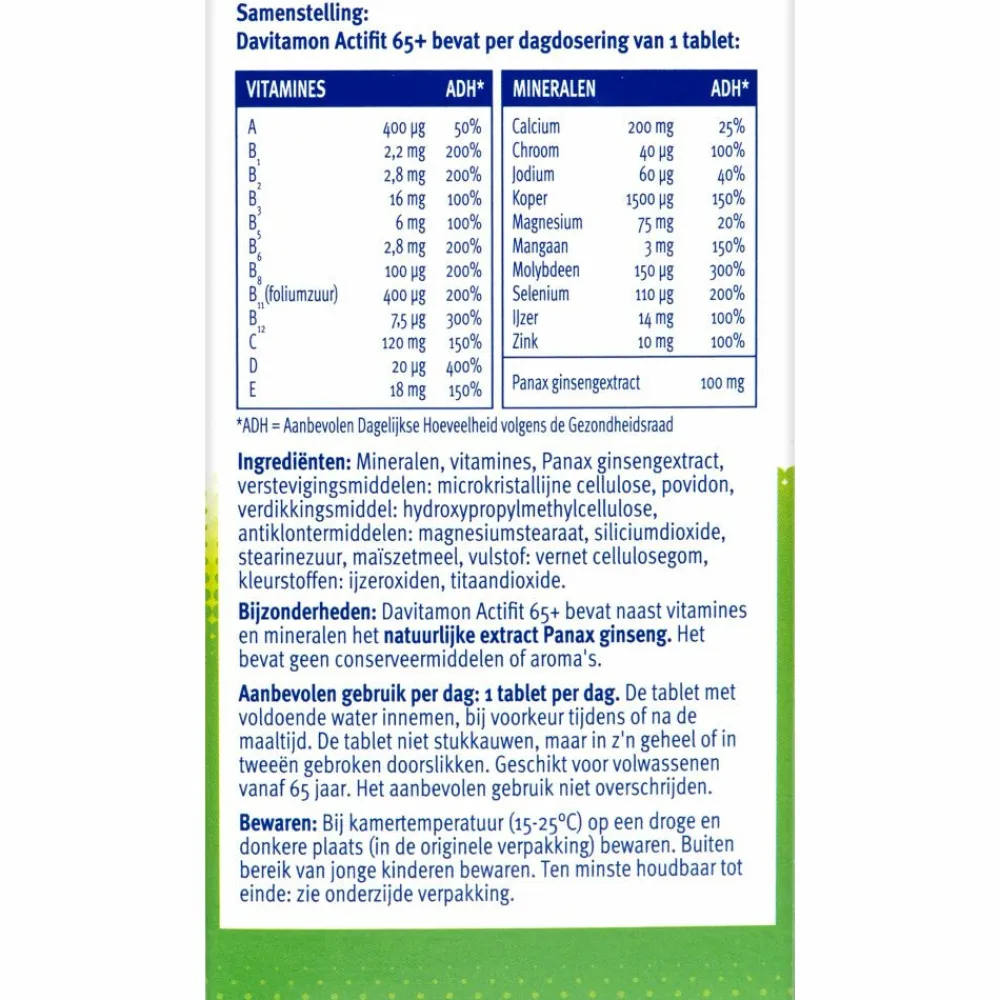 2x Actifit 65+ 70 tabletten Mineralen