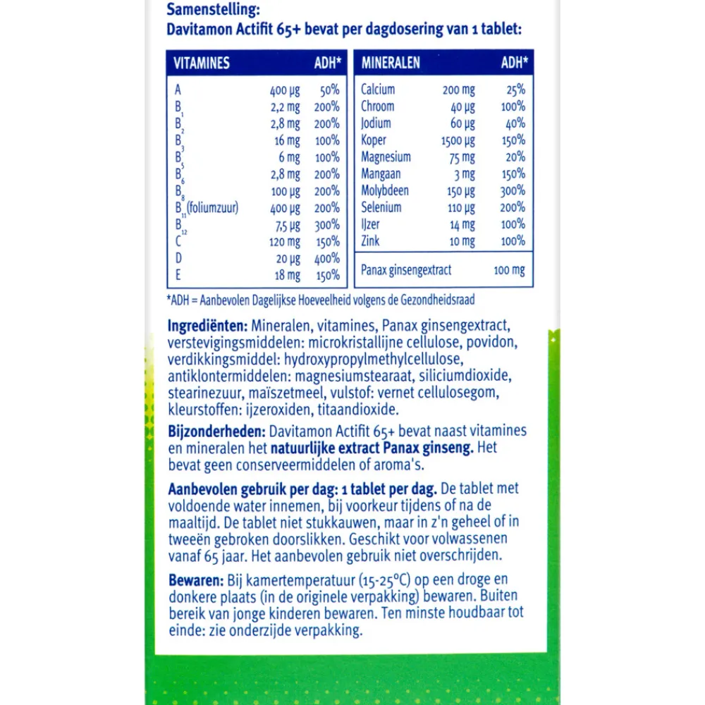2x Actifit 65+ 70 tabletten Mineralen