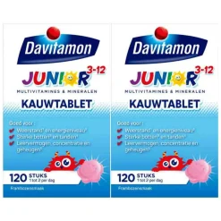 Vitaminen & Supplementen|Mineralen<Davitamon 2x Junior 3+ Kauwvitamines Framboos 120 kauwtabletten