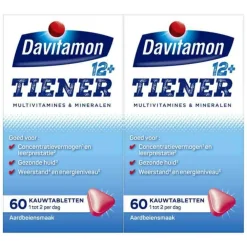 Online 2x Tiener 12+ Aardbei 60 kauwtabletten Vitaminen Kind|Multi Vitaminen En Mineralen