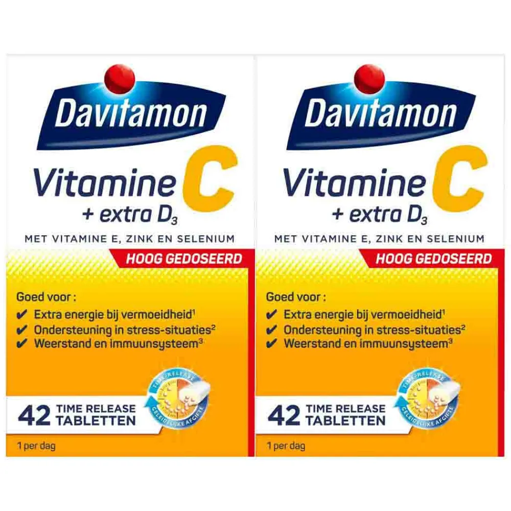 2x Vitamine C Hoog Gedoseerd + Extra D3 42 tabletten^Davitamon Sale