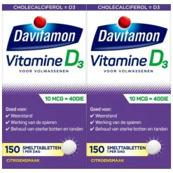 2x Vitamine D 10 MCG Volwassenen 150 smelttabletten^Davitamon Sale