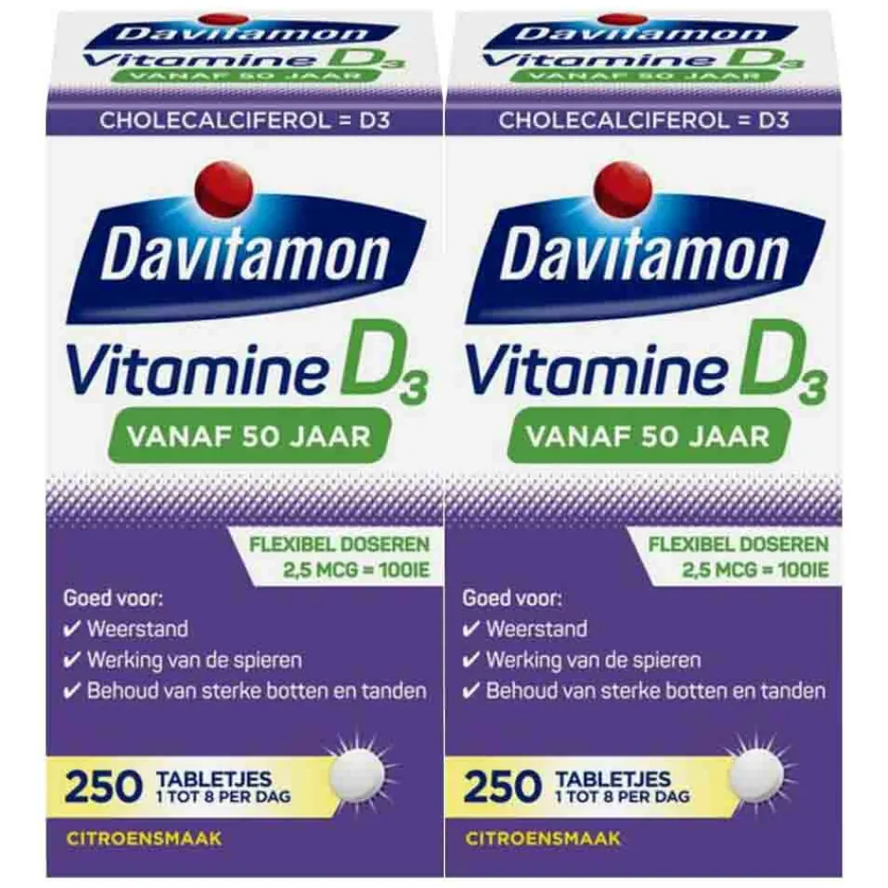 Clearance 2x Vitamine D3 Vanaf 50 Jaar 250 tabletten Vitaminen 50+