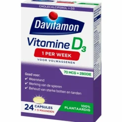 Vitaminen<Davitamon 2x Vitamine D Vegan 1 Per Week 24 capsules