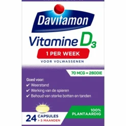 Vitaminen<Davitamon 2x Vitamine D Vegan 1 Per Week 24 capsules