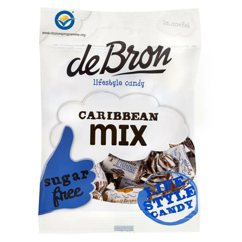 Snoep<De bron 12x Suikervrije Caribbean Toffeemix 90 gr