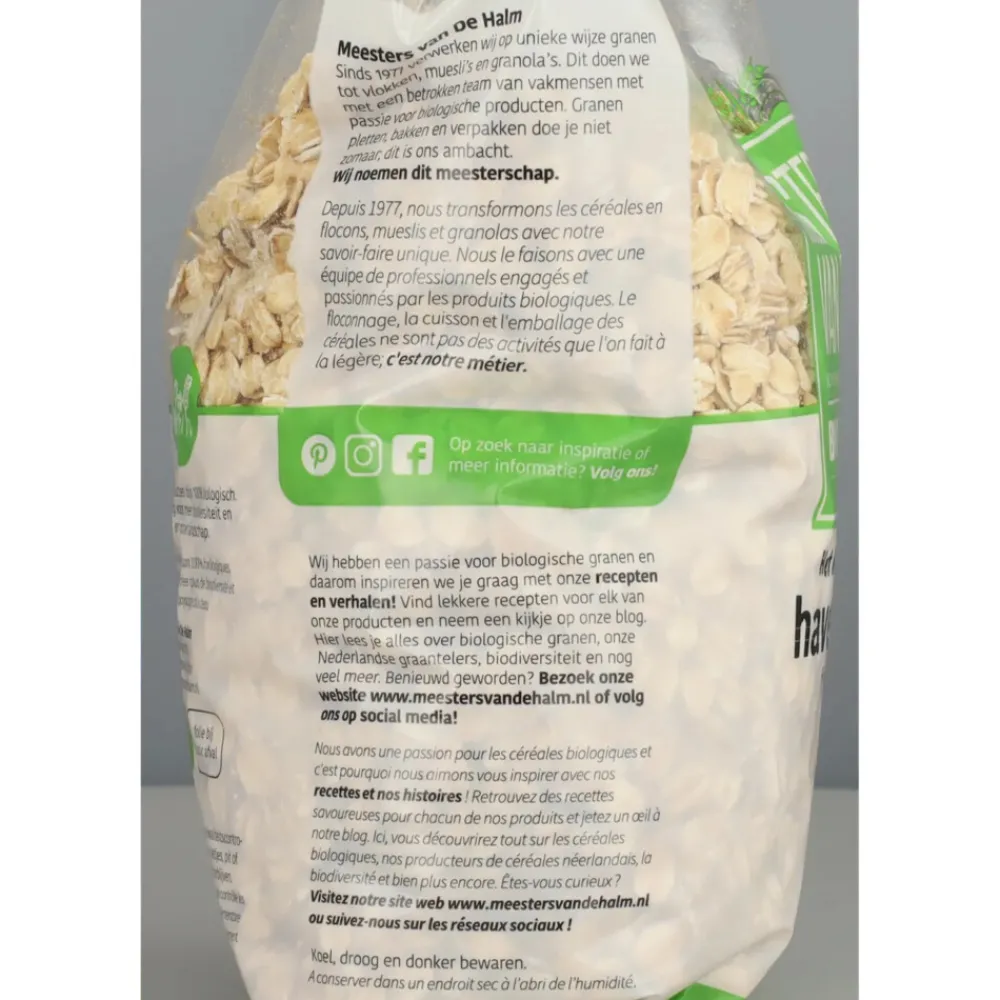 Ontbijtgranen<De halm 3x Biologisch Havervlokken Grof 500 gr